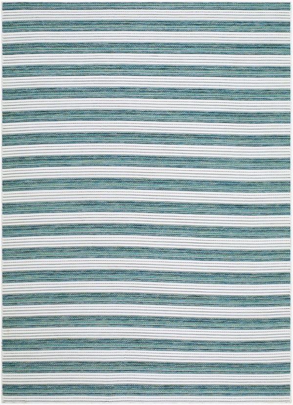 Livabliss Patio Plus Flatweave Polypropylene Outdoor Rug Coastal Traditional Style for Large Spaces Seafoam, Teal 5'3" x 7' PPS2307-537