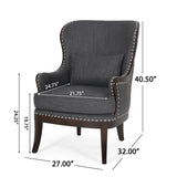 Christopher Knight Home® - Noble House - Mantua Contemporary Fabric Upholstered Accent Chair with Nailhead Trim, Charcoal and Dark Brown