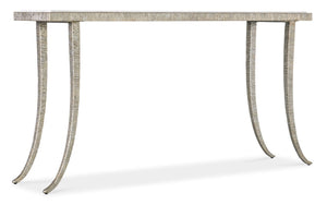 Hooker Furniture Melange Narrow Marble Console Table With Textured Silver Frame, Splayed Legs For Small Spaces 628-85669-00