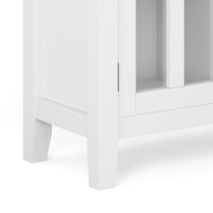 English Elm Artisan Low Storage Cabinet - Handcrafted White Wood With Glass Doors For Versatile Home Organization B136P158399