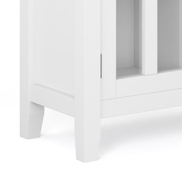 English Elm Artisan Low Storage Cabinet - Handcrafted White Wood With Glass Doors For Versatile Home Organization B136P158399