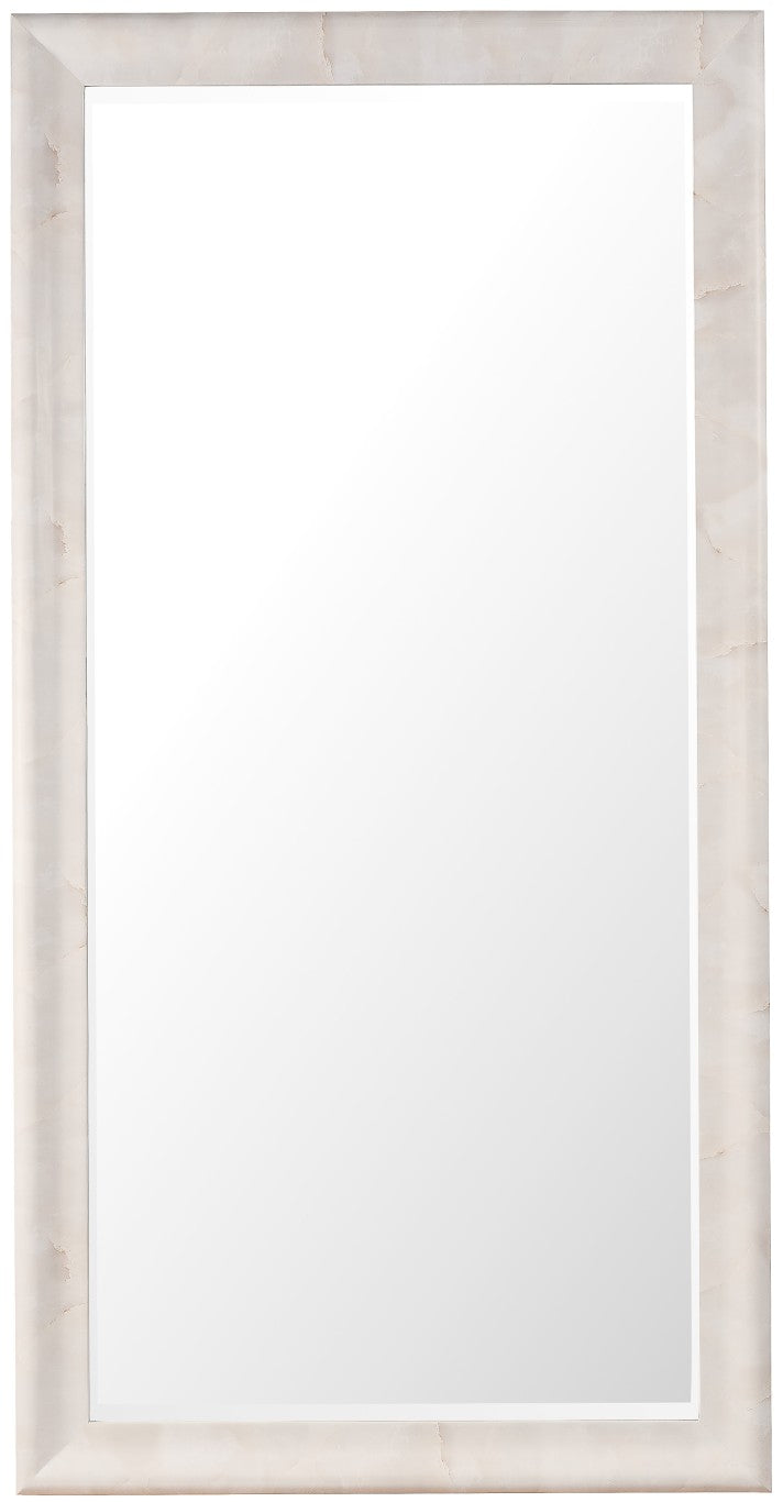 Hooker Furniture Eleana Faux-Onyx Floor Mirror — Tall Beveled Full-Length Mirror, Cream Marble Look, Sculptural Elegance 7252-50001-00