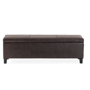 English Elm Glouster Bench Style Pu Leather Storage Ottoman with Soft Close Lid for Bedroom Brown 57742.00BRN