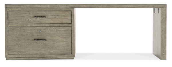 Hooker Furniture Linville 84" Desk With Lateral File In Smoked Mink Oak Veneer — Floating Back, Locking Pendaflex System Medium Wood 6150-10917-85