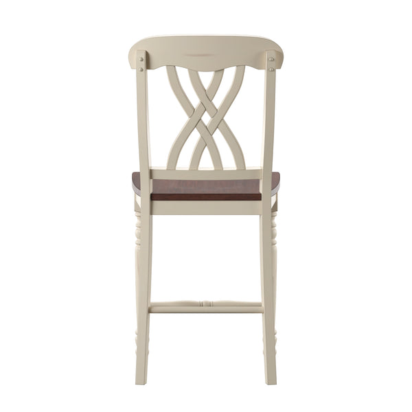 Homelegance By Top-Line Antonio Antique Two-Tone Counter Height Chairs (Set of 2) White Rubberwood