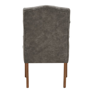 Homelegance By Top-Line Amina Light Distressed Natural Finish Linen Tufted Dining Chair Grey Wood