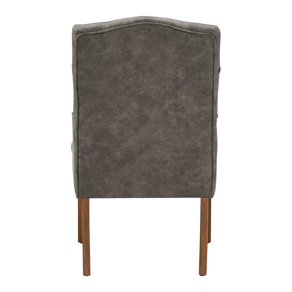Homelegance By Top-Line Amina Light Distressed Natural Finish Linen Tufted Dining Chair Grey Wood
