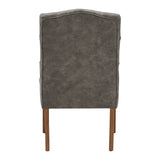 Homelegance By Top-Line Amina Light Distressed Natural Finish Linen Tufted Dining Chair Grey Wood