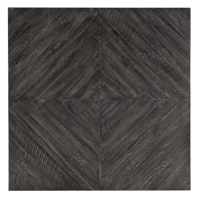 Hooker Furniture St. Armand Solid Acacia Square Cocktail Table With Distressed Finish And Brushed Pewter Metal Base For Rustic-Modern Living Blacks 5601-80112-BLK