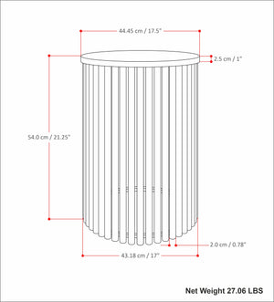 English Elm Demy Accent Table with Sustainable Mango Wood Top and Slatted Metal Base — Compact, Durable Style Black B136P158991