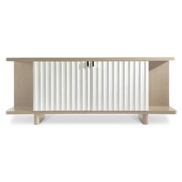Bernhardt Bernhardt Modulum Sideboard With Fluted Faux-Stone Doors, Soft-Close Drawers & Open Display Shelves 315131