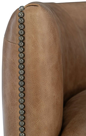 Bernhardt Bernhardt Brown Leather Swivel Chair With Barrel Back, Nailhead Trim, Tufting & 360° Comfort 212SLCO