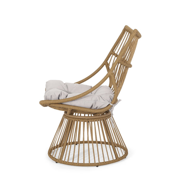 English Elm Elaine Outdoor Club Chair and Side Table Set Faux Rattan Woven Iron Patio Duo 71841.00