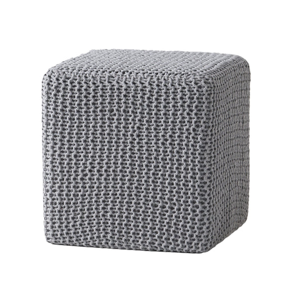 English Elm Christopher Knight Home® - KNITTED Foot Stool with Handcrafted Cotton Cover, Compact 17" Cube, Sturdy Versatile Accent Seat LIGHT GREY 62665.00LGRY