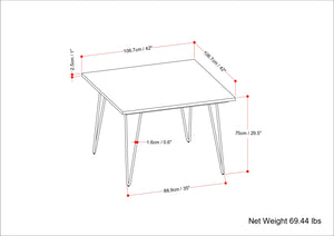English Elm Hunter 42-Inch Square Dining Table - Modern Solid Mango Wood With Iron Base For Small Spaces B136P158741