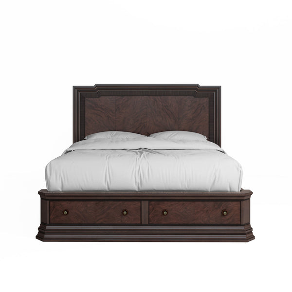 A.R.T. Furniture Revival King Storage Bed - Traditional Napa Mahogany With Elegant Headboard & Two Convenient Drawers Brown Rubberwood Solids,Quarter Mahogany Veneer,Resin,Metal 328136-1730