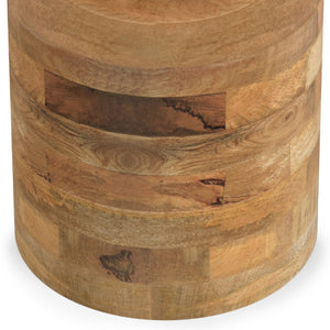 English Elm Haynes Solid Mango Accent Table – Handcrafted Sculptural Wood End Table, Boho Style, Multipurpose Light Brown B136P158440