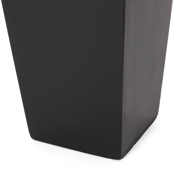 English Elm Ella Handcrafted Cast Stone Outdoor Planter Tapered Architectural Design for Patio 69576.00BLK