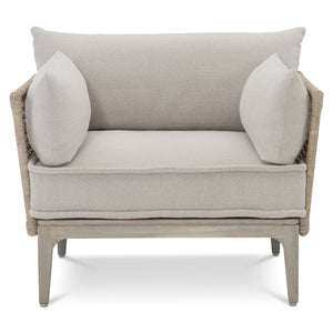 Bernhardt Bernhardt Catalonia Outdoor Chair With Sun‑Washed Teak, Twisted Abaca Wicker & Weather‑Ready Cushions - Made to Order O1502A