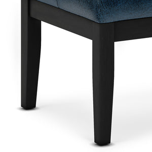 English Elm Lacey Tufted Ottoman Bench - Distressed Dark Blue Vegan Leather For Stylish Home Seating & Decor B136P159208