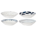 Blue Bay 24 oz. Porcelain Pasta Bowls with Gold Trim, Set of 4 - Dishwasher & Microwave Safe