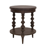 Revival Row Round End Table Brown with Chimney Smoke Finish P348255 Pulaski Furniture