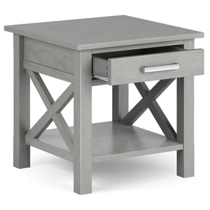 English Elm Kitchener Fog Grey End Table - Handcrafted Solid Wood With Storage, Modern Farmhouse Charm & Style B136P158761