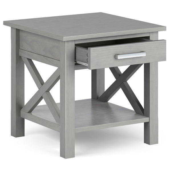 English Elm Kitchener Fog Grey End Table - Handcrafted Solid Wood With Storage, Modern Farmhouse Charm & Style B136P158761