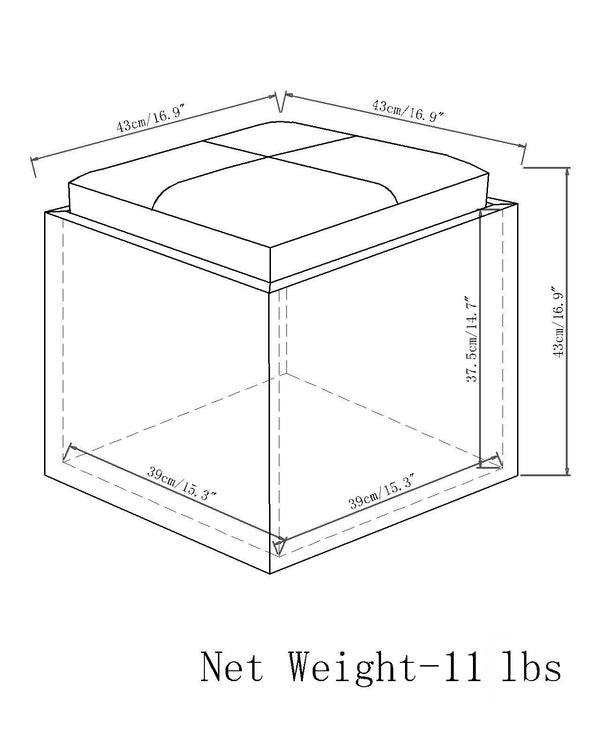 English Elm Rockwood Cube Storage Ottoman with Tray — Denim Vegan Faux Leather, Flip-Top Serving Tray & Hidden Storage Gray B136P158202