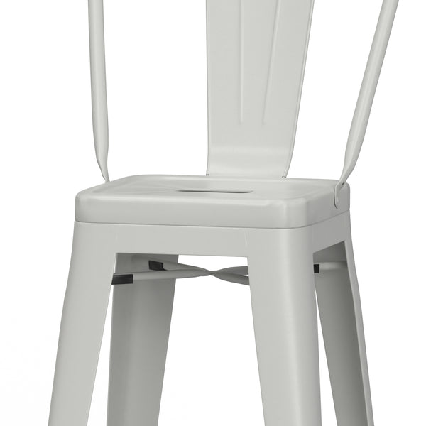 English Elm Fletcher 24" Industrial-Style Metal Counter Height Stool Set Of 2 - Chic White Finish For Modern Spaces B136P158665