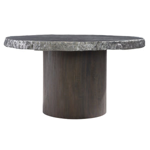 Bernhardt Bernhardt Reclaimed Aluminum Live-Edge Round Dining Table With Suar Wood Cylindrical Base, 54" K1328