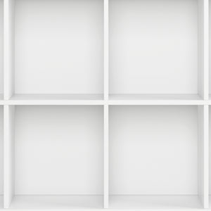 English Elm Acadian Solid Wood 8-Cubby Storage Sofa Table with Tapered Legs and Grooved Transitional Design White B136P158282