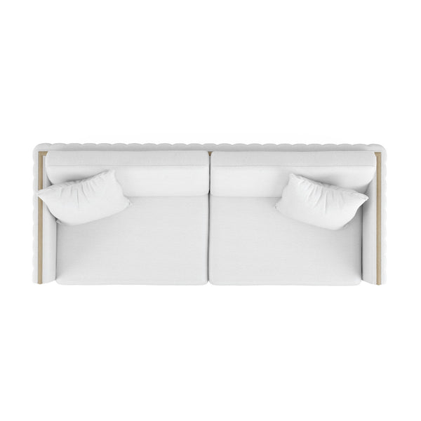 A.R.T. Furniture Cassat Channeled Sofa In Okla Snow With Washed Oak Accents - Casual Contemporary Comfort & Style White Parawood Solids With Ash Embossing,Foam,Fabric 522501-5302aa