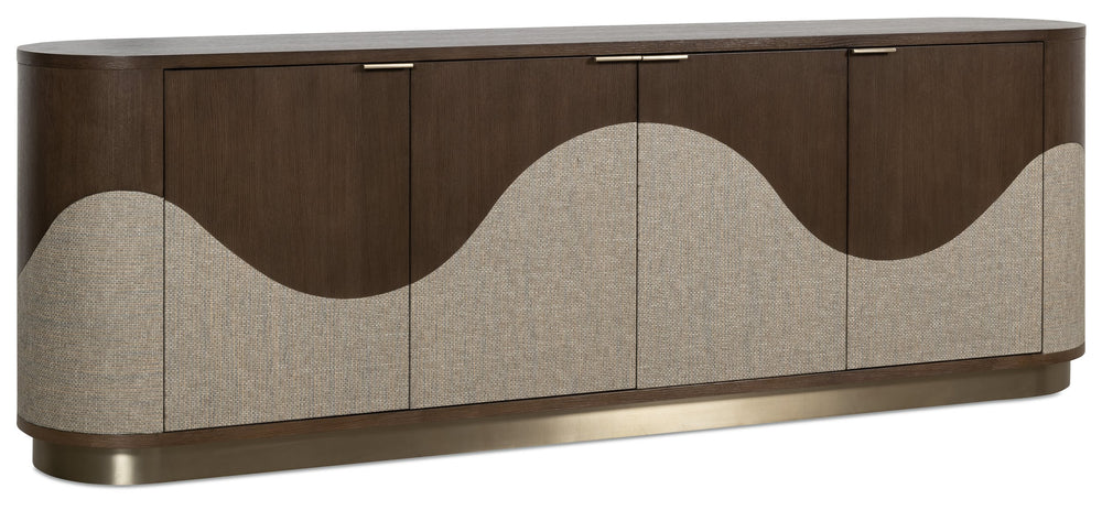 Hooker Furniture Commerce Roll with It Oak Veneer Raffia Credenza Scalloped Wave Four Door Storage 7228-85156-89