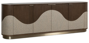 Hooker Furniture Commerce Roll with It Oak Veneer Raffia Credenza Scalloped Wave Four Door Storage 7228-85156-89