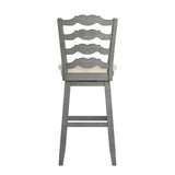 Homelegance By Top-Line Juliette French Ladder Back Swivel Bar Stool Grey Rubberwood