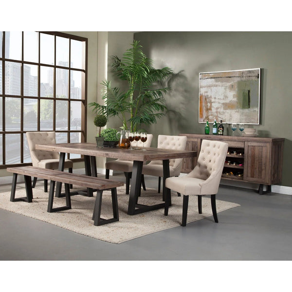 Prairie Reclaimed Pine Dining Bench with Distressed Finish and X-brace Black Base