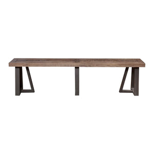 Prairie Reclaimed Pine Dining Bench with Distressed Finish and X-brace Black Base