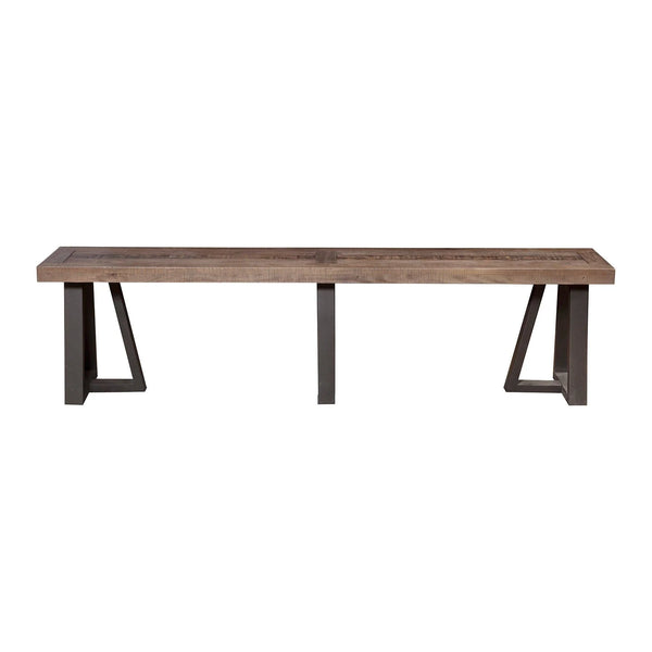 Prairie Reclaimed Pine Dining Bench with Distressed Finish and X-brace Black Base
