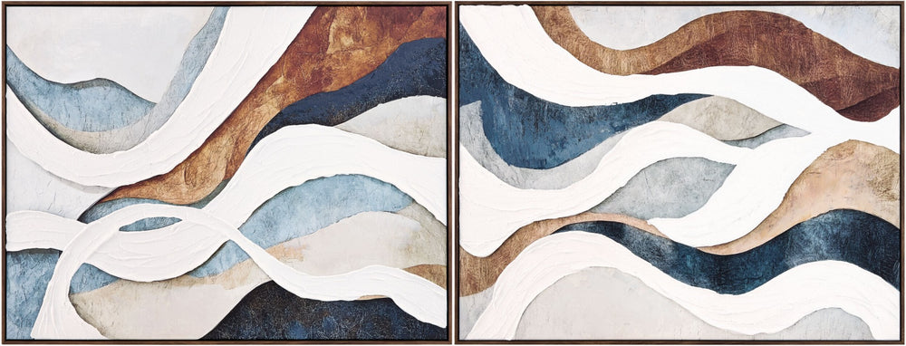Livabliss Praya Hand Painted Minimalist Framed Wall Art for Modern Living Rooms and Offices PRAY004-SET