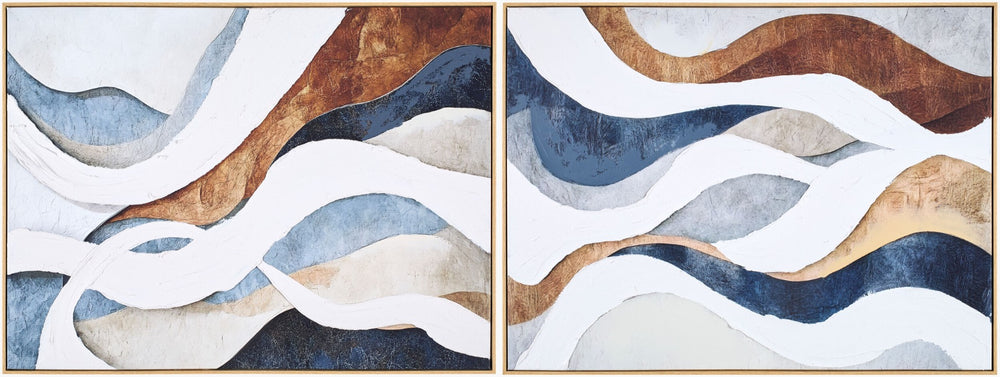 Livabliss Praya Hand-painted Minimalist Framed Wall Art for Modern and Transitional Interiors PRAY005-SET