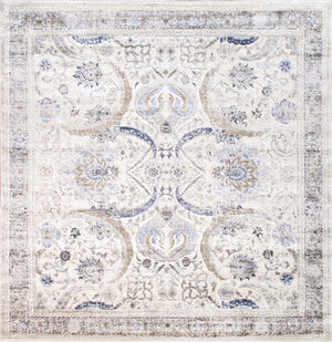 Pasargad Home Fantasia Collection 6' x 6' Machine-Made Area Rug - Luxurious Ivory Design for Any Room