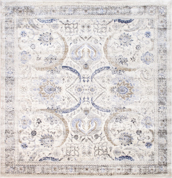 Pasargad Home Fantasia Collection 6' x 6' Machine-Made Area Rug - Luxurious Ivory Design for Any Room