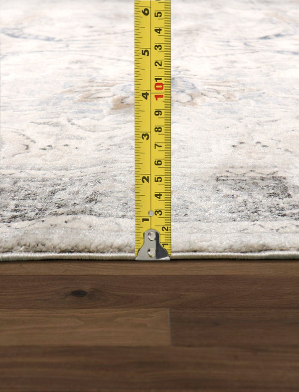 Pasargad Home Fantasia Collection 6' x 6' Machine-Made Area Rug - Luxurious Ivory Design for Any Room