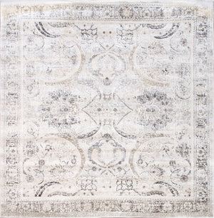 Pasargad Home Fantasia Collection Luxurious 6' x 6' Polypropylene Square Area Rug in Ivory Elegance