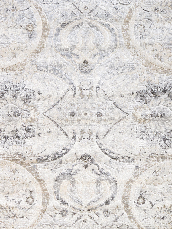 Pasargad Home Fantasia Collection Luxurious 6' x 6' Polypropylene Square Area Rug in Ivory Elegance