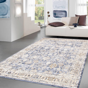 Pasargad Home Majestic Blue/Ivory Area Rug – 5' X 7' – Luxurious Power-loomed Design For Any Room   Prc-1022bi 5x7