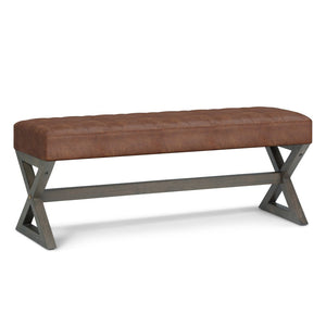 English Elm Salinger Large Ottoman Bench - Stylish Distressed Saddle Faux Leather With Versatile Use Options B136P159216-GIGA