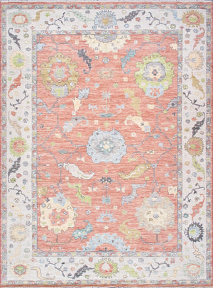 Pasargad Home Oushak Hand-knotted Wool Area Rug: Timeless Floral Elegance For Any Room Decor   Pre-9321 10x14