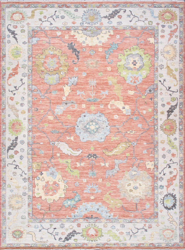 Pasargad Home Oushak Hand-knotted Wool Area Rug: Timeless Floral Elegance For Any Room Decor   Pre-9321 10x14